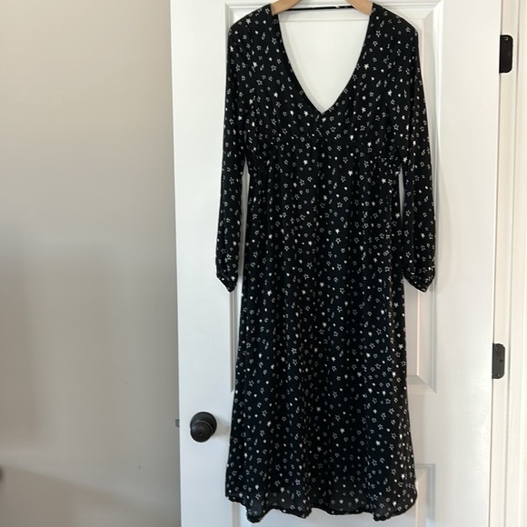 Chaser Celestial Stars & Lightning Bolts V-Neck V-Back Empire Waist Maxi Dress - Picture 1 of 11